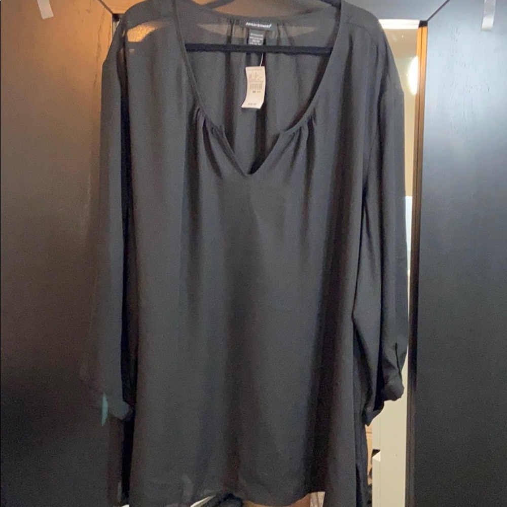 Black Plus Ashley Stewart Blouse Tunic 32w 34w 36w